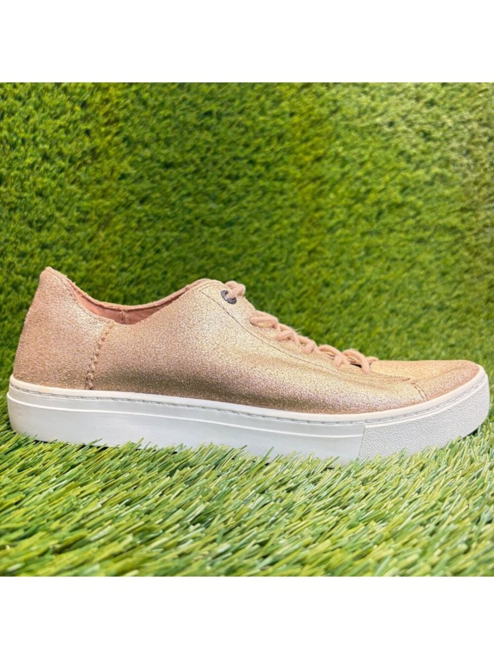 Toms Lenox Low Womens Size 8 Rose Gold White Athletic Walking Shoes Sneakers